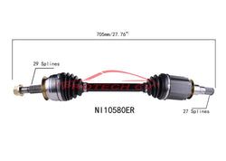Front Left Right Complete CV Drive Axle Shafts for Infiniti QX80 2014 2015 5.6L