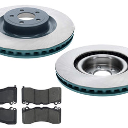 Front Coated Disc Brake Rotors & Pads for Ford Mustang GT 6 Piston 380MM 15-23