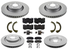 F&R Coated Disc Brake Rotors Brake Pads for Ford Mustang GT 4 Piston 352MM 15-21