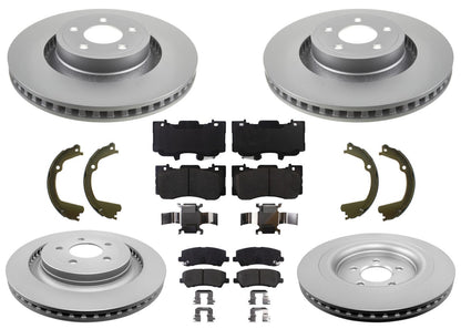 F&R Coated Disc Brake Rotors Brake Pads for Ford Mustang GT 4 Piston 352MM 15-21