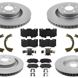 F&R Coated Disc Brake Rotors Brake Pads for Ford Mustang GT 4 Piston 352MM 15-21