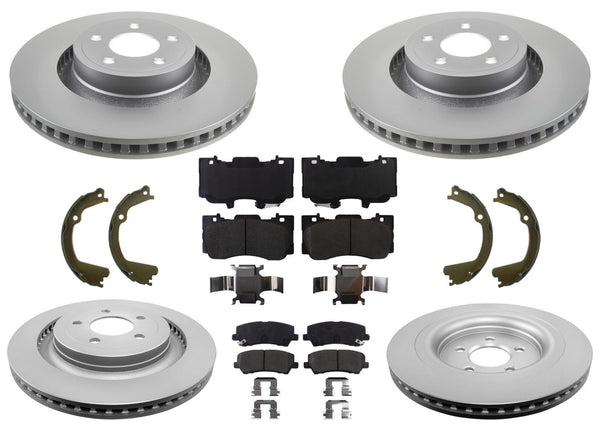 F&R Coated Disc Brake Rotors Brake Pads for Ford Mustang GT 4 Piston 352MM 15-21