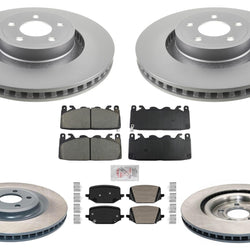 F&R Coated Disc Brake Rotors Brake Pads for Ford Mustang GT 4 Piston 352MM 24-25