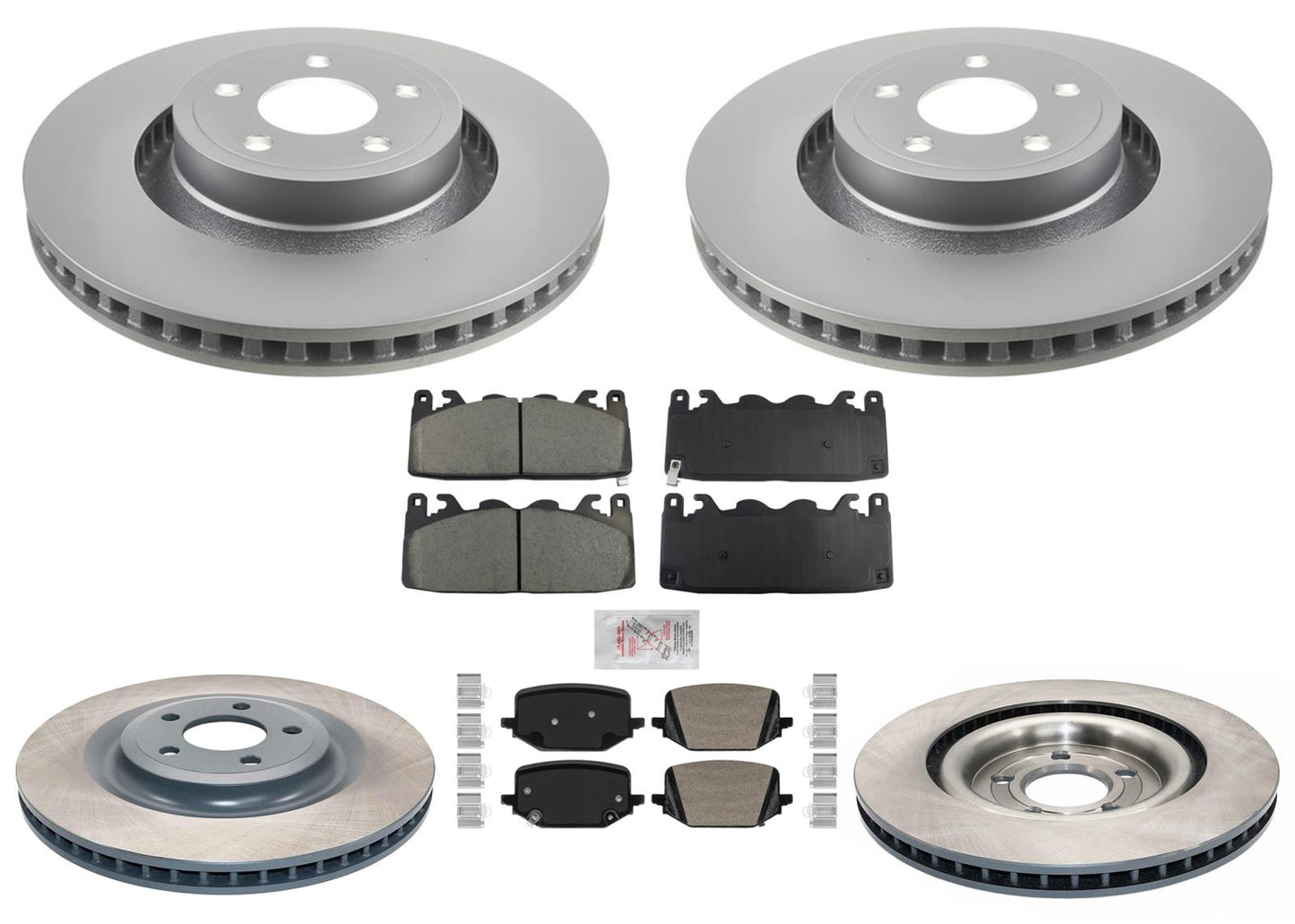 F&R Coated Disc Brake Rotors Brake Pads for Ford Mustang GT 4 Piston 352MM 24-25