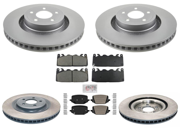F&R Coated Disc Brake Rotors Brake Pads for Ford Mustang GT 4 Piston 352MM 24-25