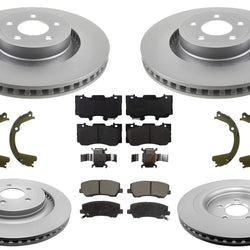 F&R Coated Disc Brake Rotors Brake Pads for Ford Mustang GT 4 Piston 352MM 22-23