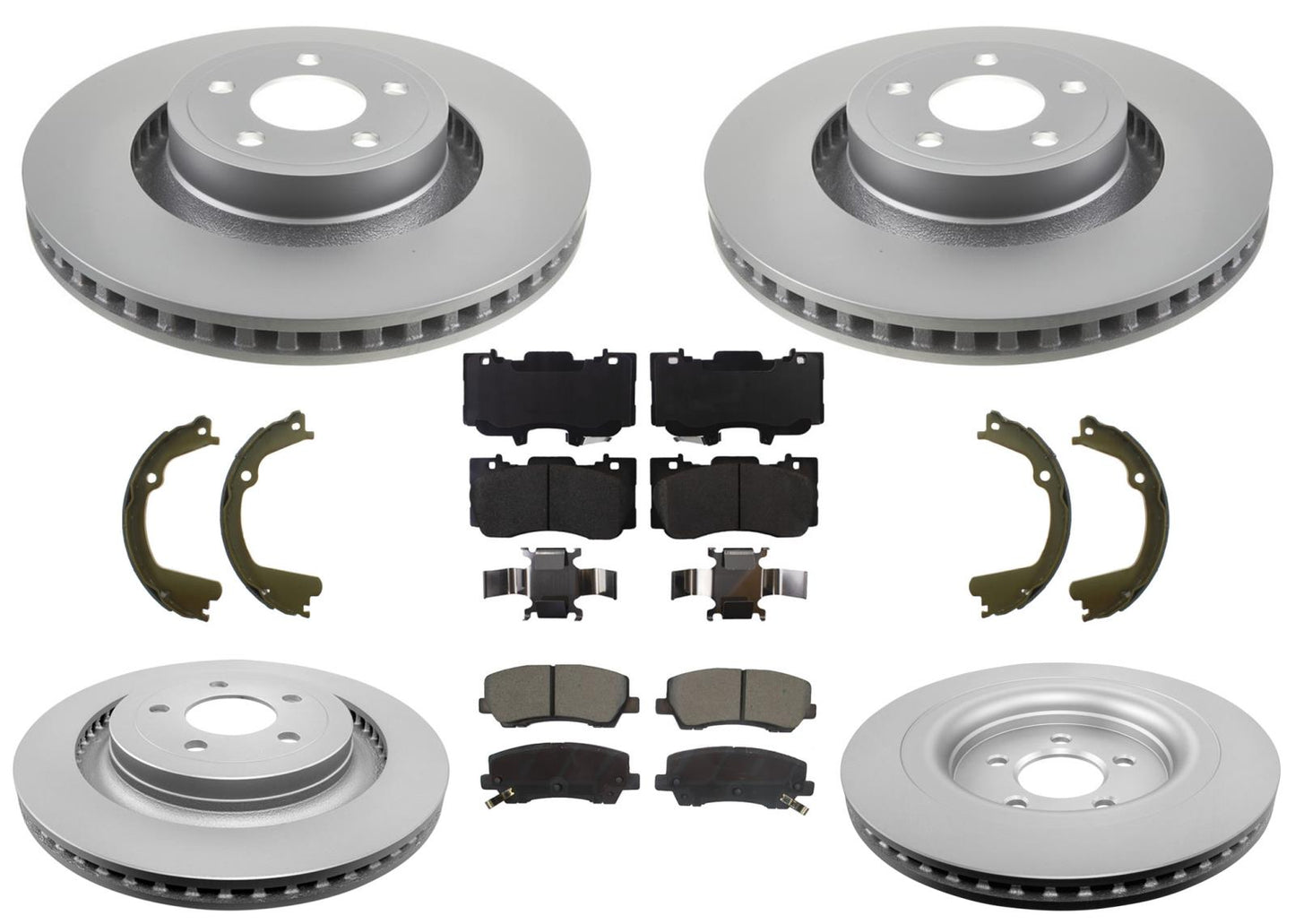 F&R Coated Disc Brake Rotors Brake Pads for Ford Mustang GT 4 Piston 352MM 22-23