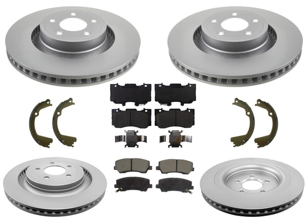 F&R Coated Disc Brake Rotors Brake Pads for Ford Mustang GT 4 Piston 352MM 22-23