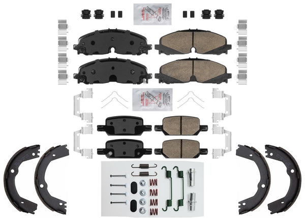 Front & Rear Disc Brake Pads & Parking Shoe For Chevrolet Colorado 2021-2022