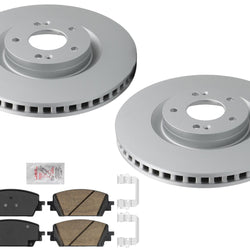 Front GEO Coated Disc Brake Rotors & Pads for Hyundai Santa Fe 2.5L SEL 21-25