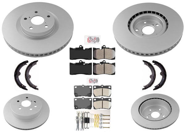 F & R Coated Disc Brake Rotors & Pads for Lexus IS350 2014-2020 All Wheel Drive