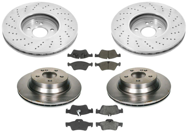 Rotores de freno de disco y pastillas de cerámica para Mercedes-Benz E550 2007-2009 4Matic AWD
