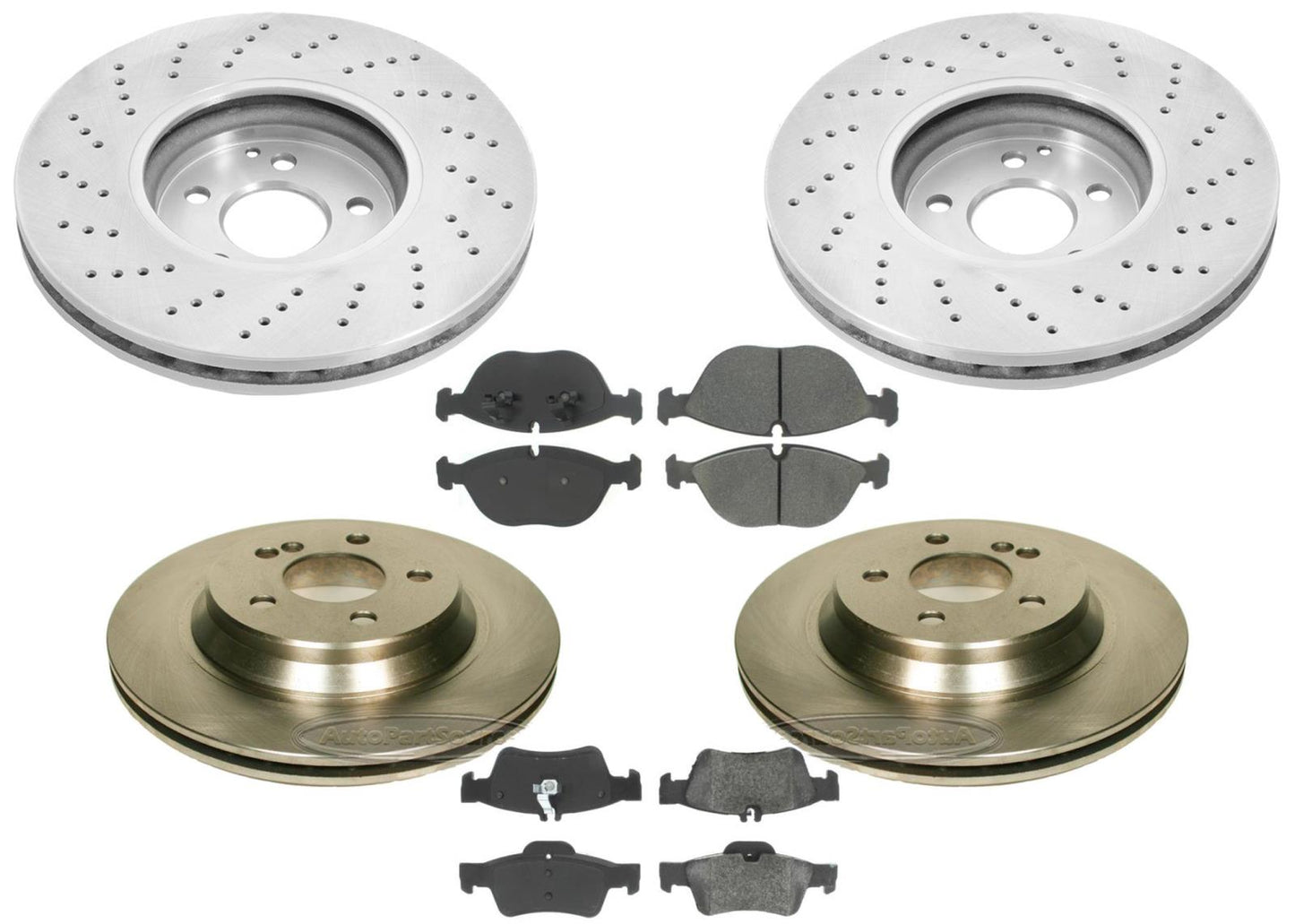 Disc Brake Rotors & Ceramic Pads for Mercedes-Benz S430 S500 4Matic 2003-2006