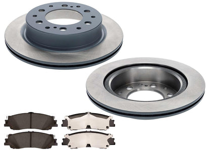 Rear Coated Disc Brake Rotors & Pads for Toyota Tacoma SR SR5 2024-2025 2.4L