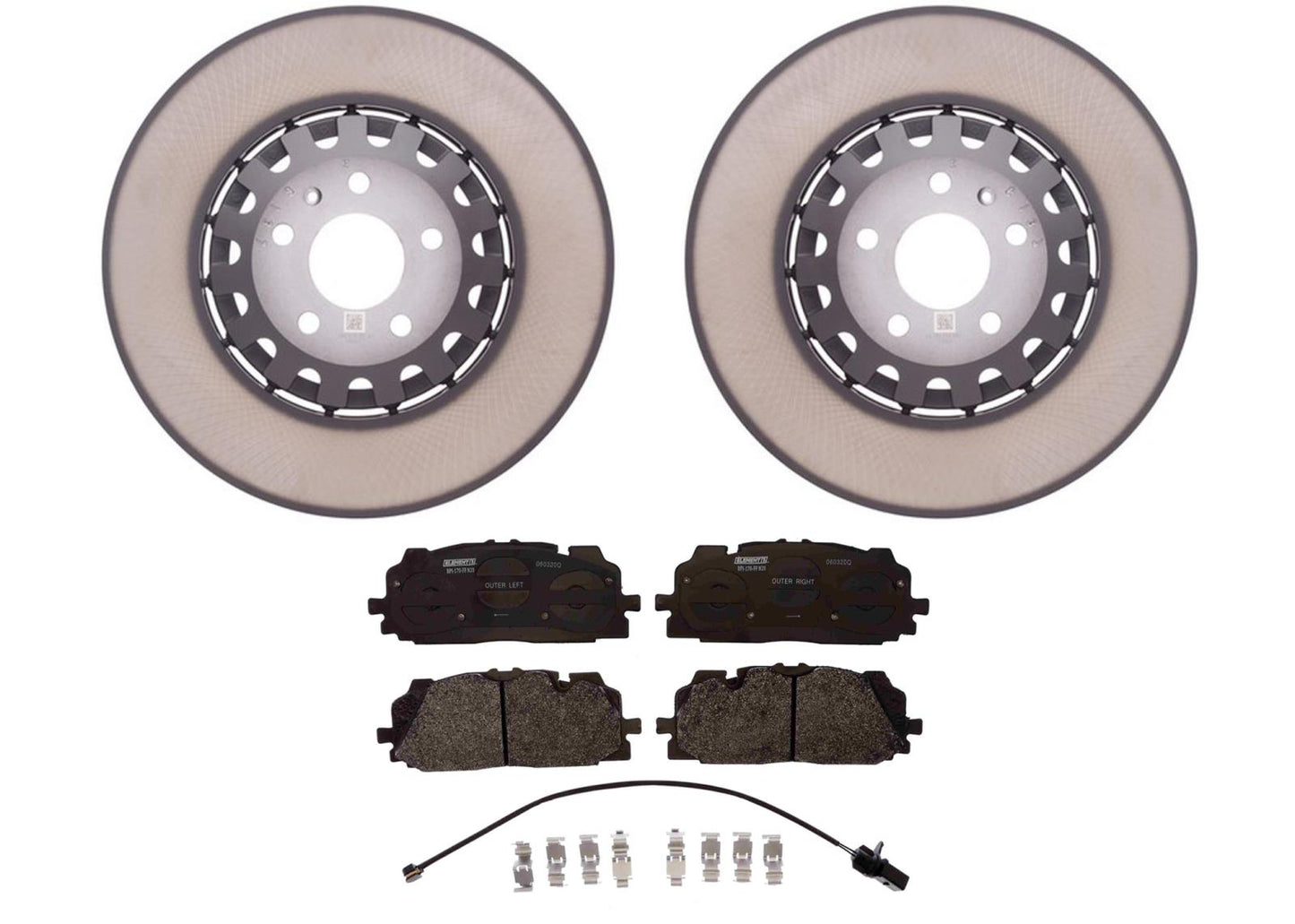 Coated Front Disc Brake Rotors Pads For 17-24 Audi Q7 Q8 375MM 6 Piston Caliper