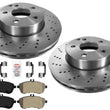 Front Brake Rotors & Brake Pads For Mercedes Benz 10-15 C250 08-12 C300 Sport