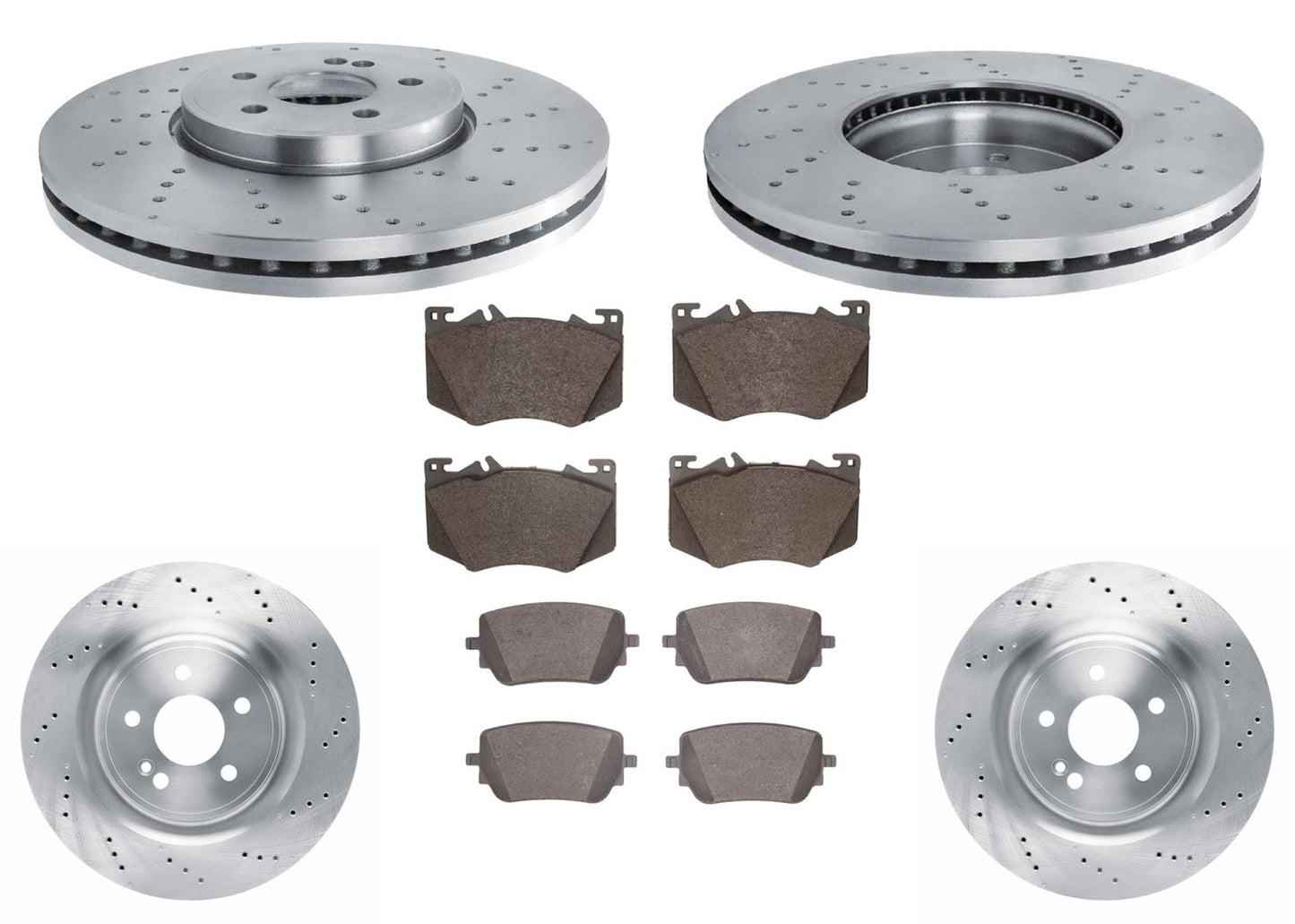 F&R Drilled Disc Brake Rotors Brake Pads For Mercedes Benz CLA35 AMG 2020-2025