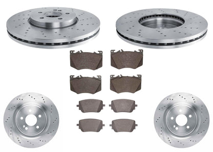 F&R Drilled Disc Brake Rotors Brake Pads For Mercedes Benz CLA35 AMG 2020-2025