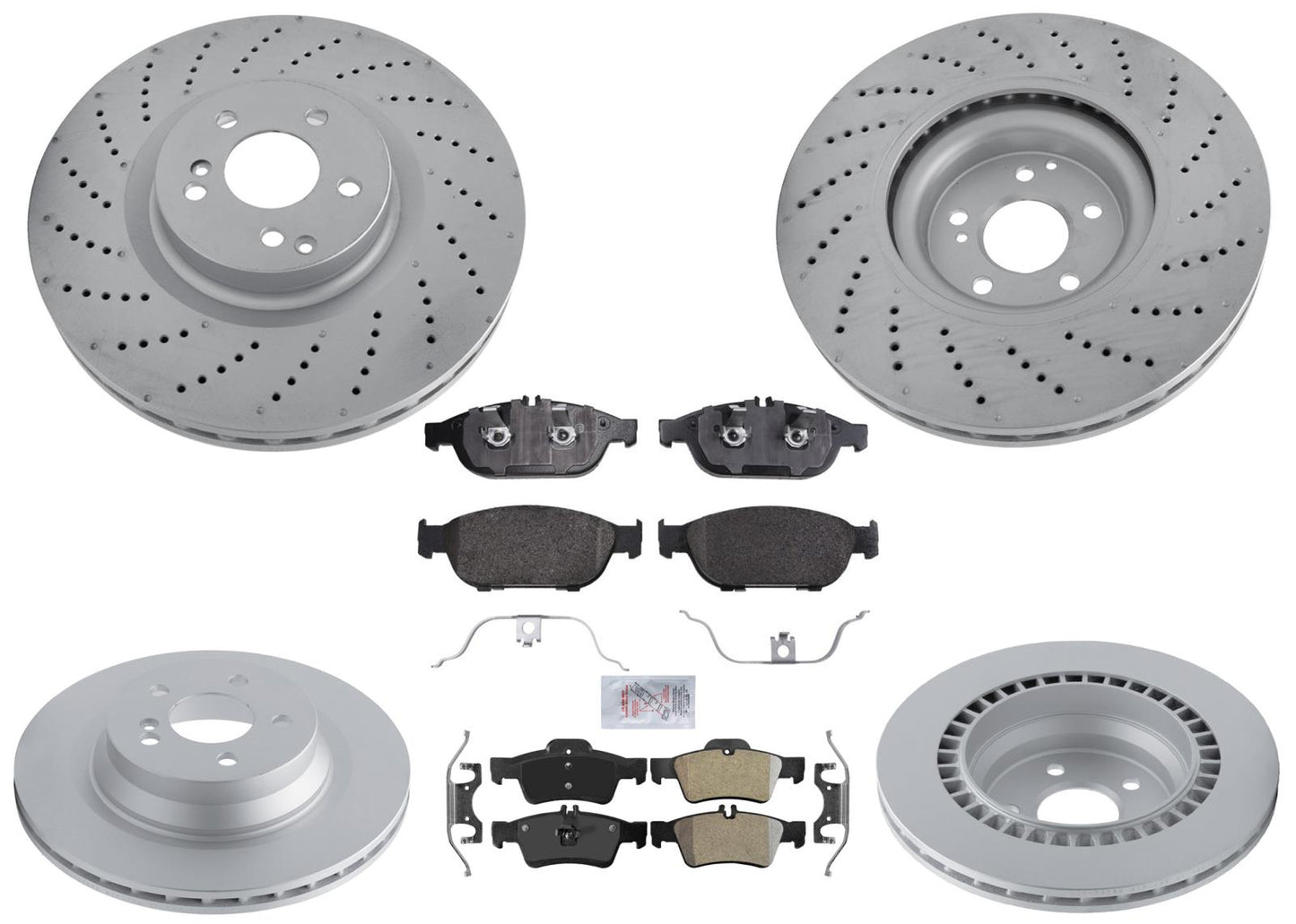 F&R Coated Disc Brake Rotors Brake Pads for Mercedes Benz E550 Sedan 2012-2014
