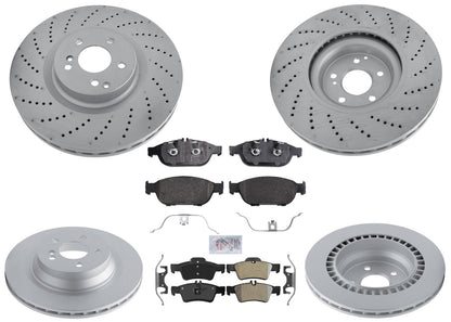 F&R Coated Disc Brake Rotors Brake Pads for Mercedes Benz E550 Sedan 2012-2014