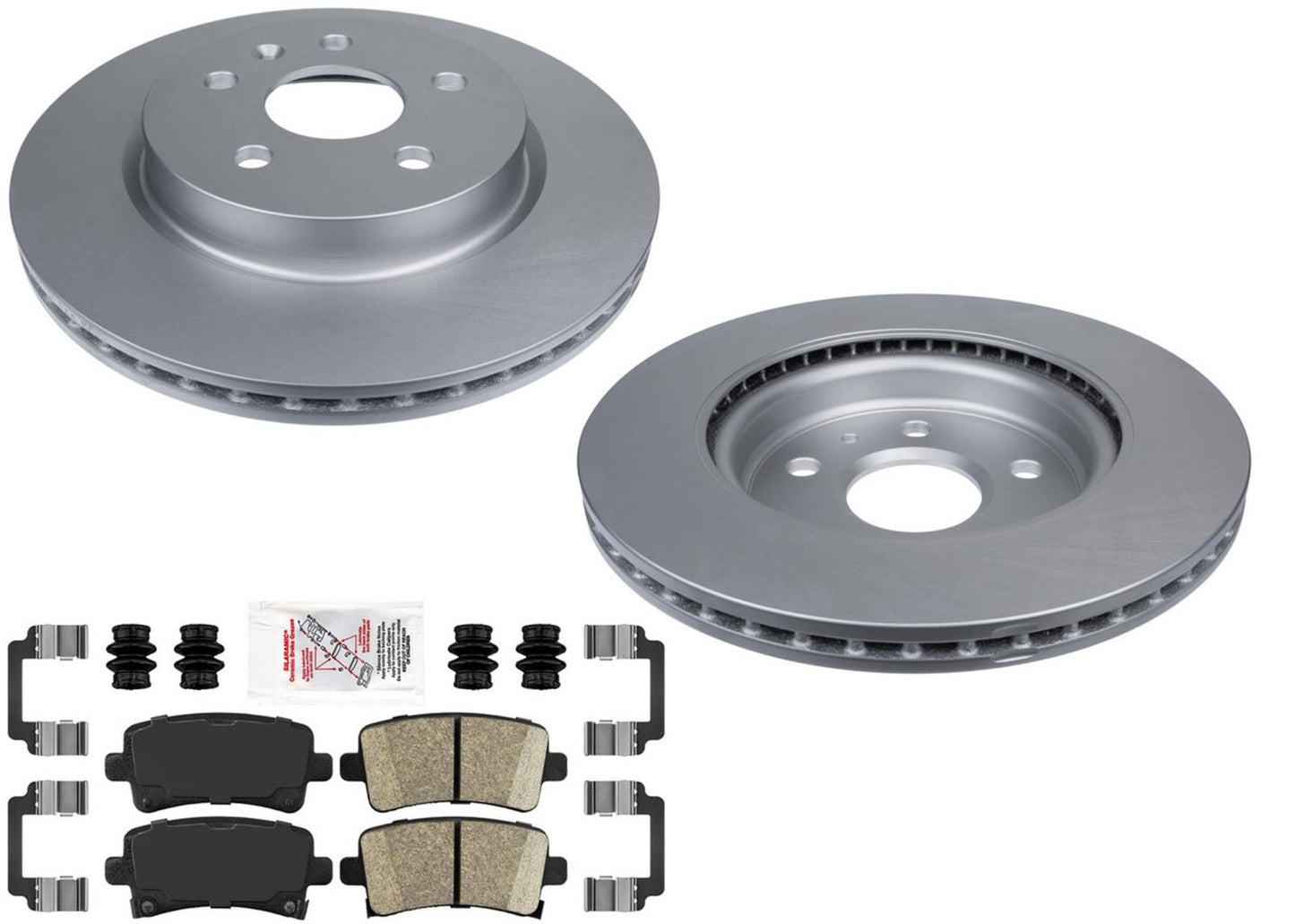 Rear GEO Coated Disc Brake Rotors & Pads for Chevrolet Impala 2014 2019 2020