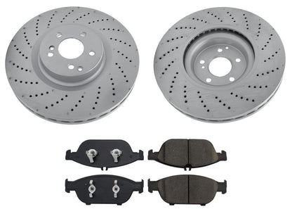 Front Coated Disc Brake Rotors & Pads for Mercedes Benz E550 12-14 Convertible