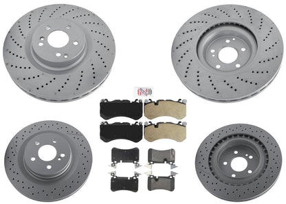 Coated Drilled Disc Brake Rotors Brake Pads for Mercedes Benz C63 AMG 2008-2013