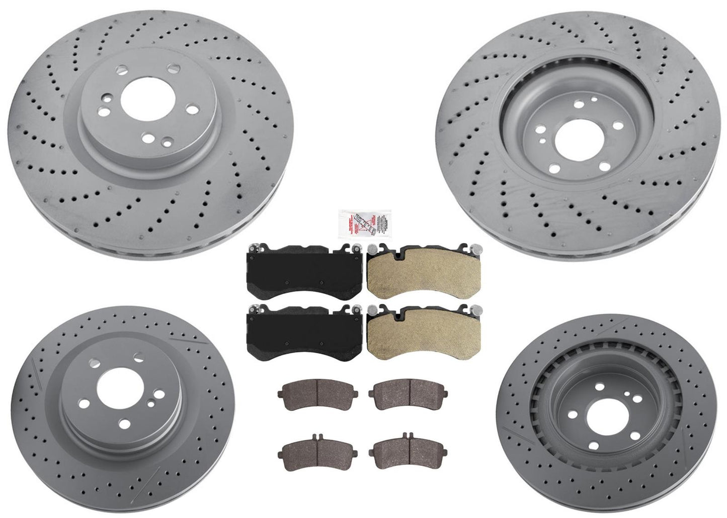 Coated Drilled Disc Brake Rotors Brake Pads for Mercedes Benz C63 AMG 2016-2021