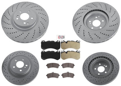 Coated Drilled Disc Brake Rotors Brake Pads for Mercedes Benz C63 AMG 2016-2021