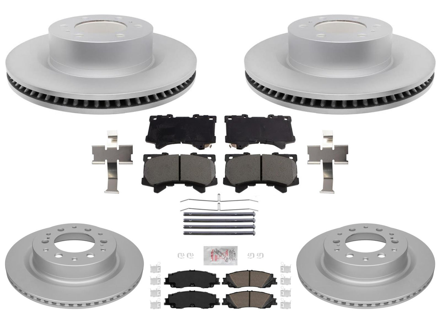 F&R Coated Disc Brake Rotors Brake Pads for Toyota Tundra 2022 2023 2024 2025