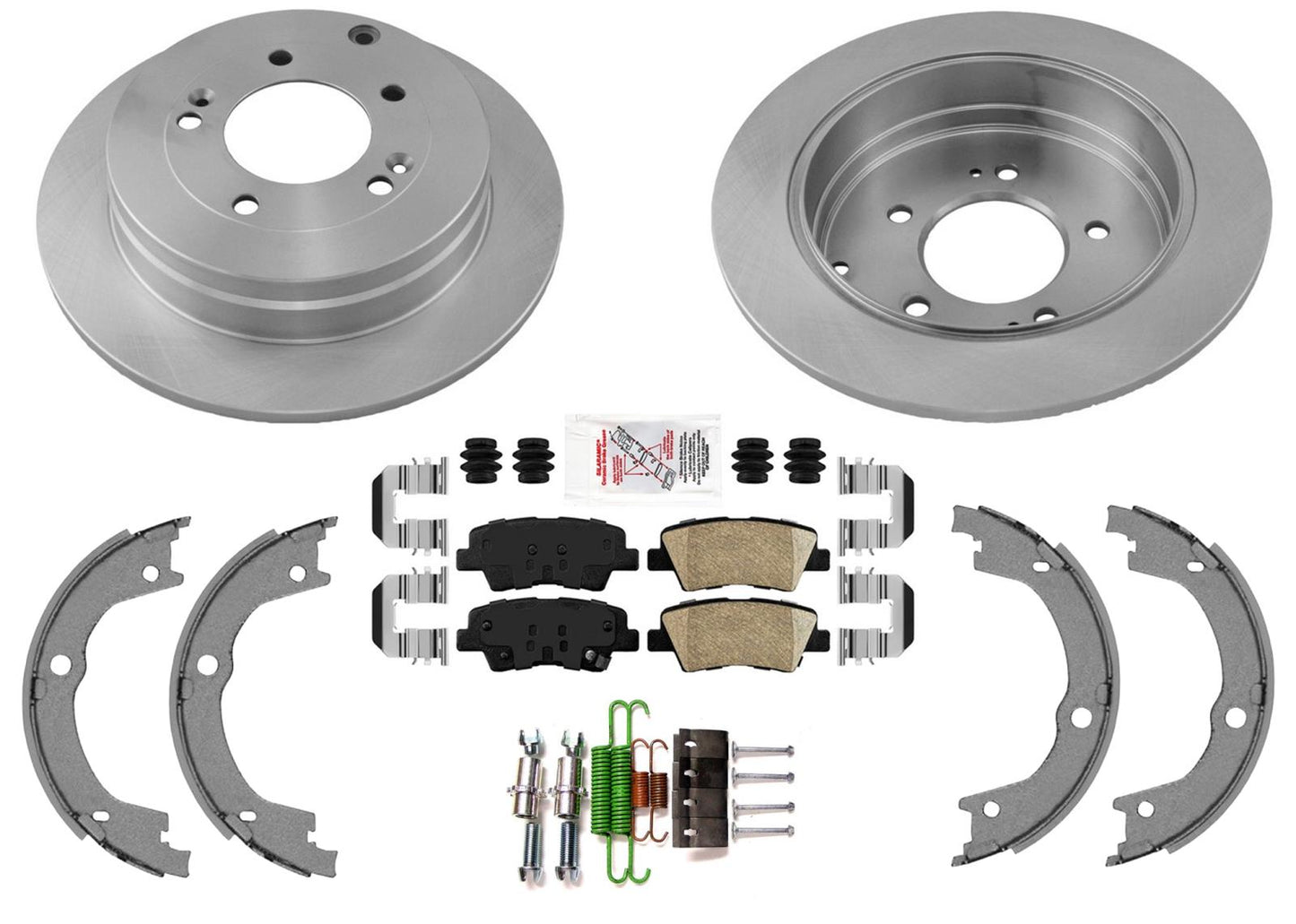 Rear Disc Brake Rotors AME Ceramic Pads & Shoes for KIA Amanti 2007 2008 2009
