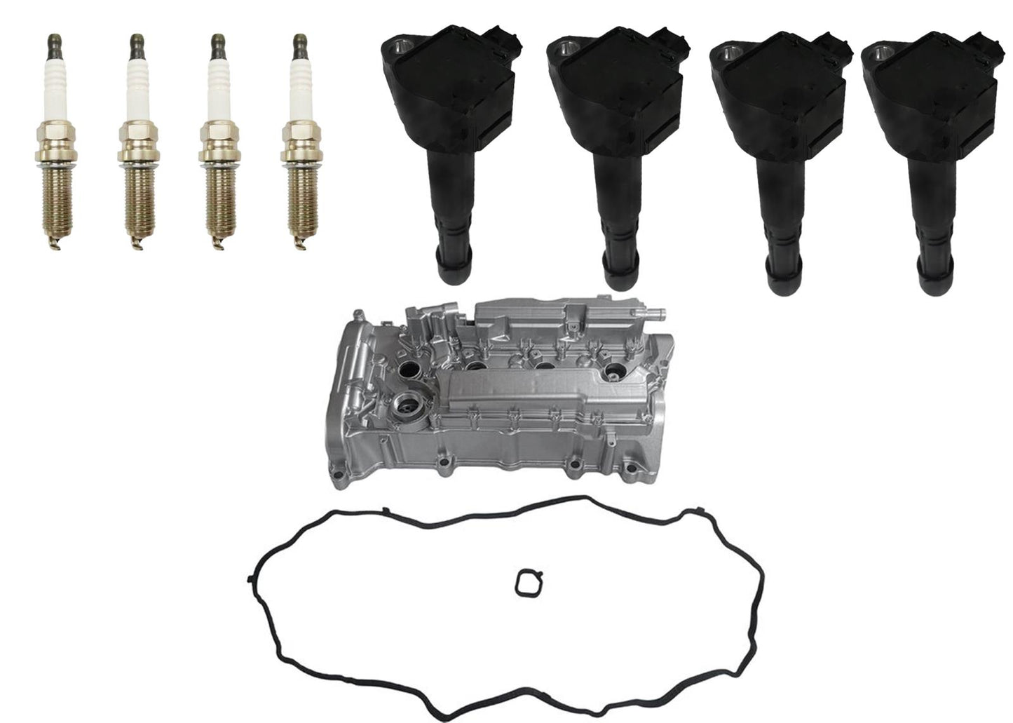 Aluminum Valve Cover Ignition Coils Spark Plugs For Honda Accord 2.4L 13-17