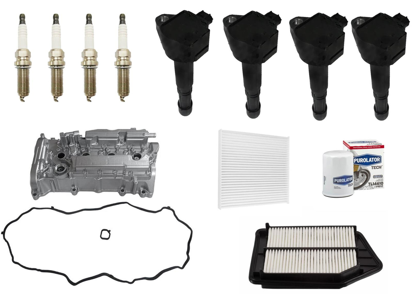 Aluminum Valve Cover Ignition Coil Spark Plugs Tune Up For Accord 2.4L 13-17