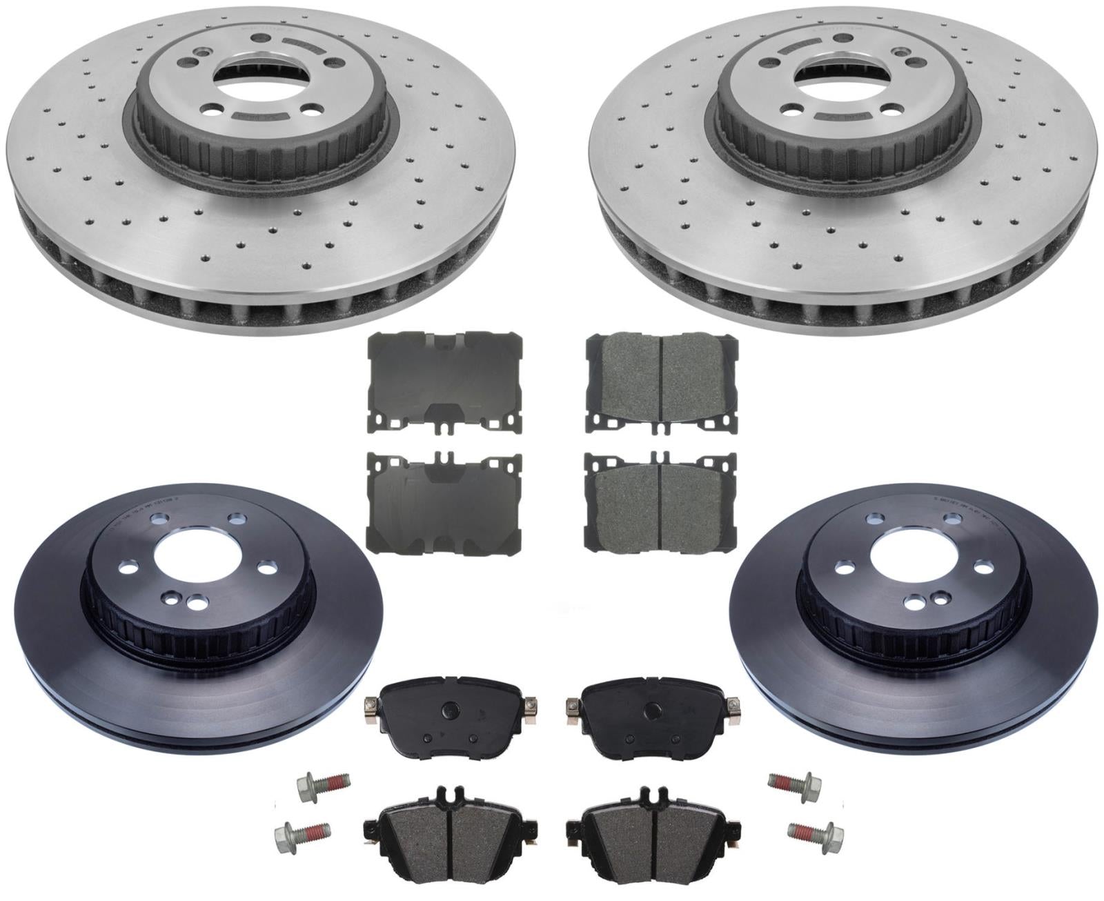 Front & Rear Rotors & EPS Brake Pads For Mercedes Benz E300 2017-2019 AMG Sport