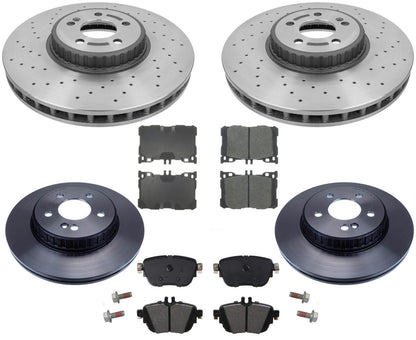 Front & Rear Rotors & EPS Brake Pads For Mercedes Benz E300 2017-2019 AMG Sport