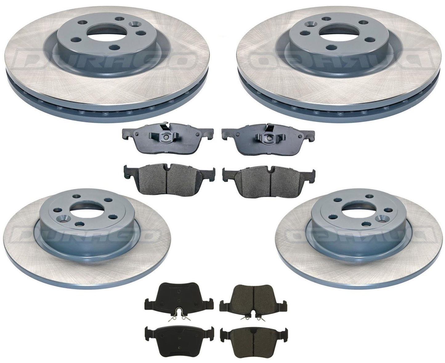 Front & Rear Coated Brake Rotors & EPS Brake Pads For Range Rover Evoque 16-19