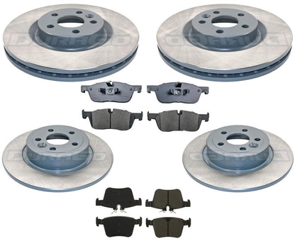 Front & Rear Coated Brake Rotors & EPS Brake Pads For Range Rover Evoque 16-19