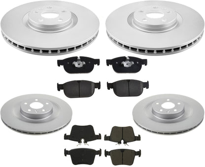 Front 345MM & Rear Coated Brake Rotors & EPS Brake Pads For Polestar 2 21-2024