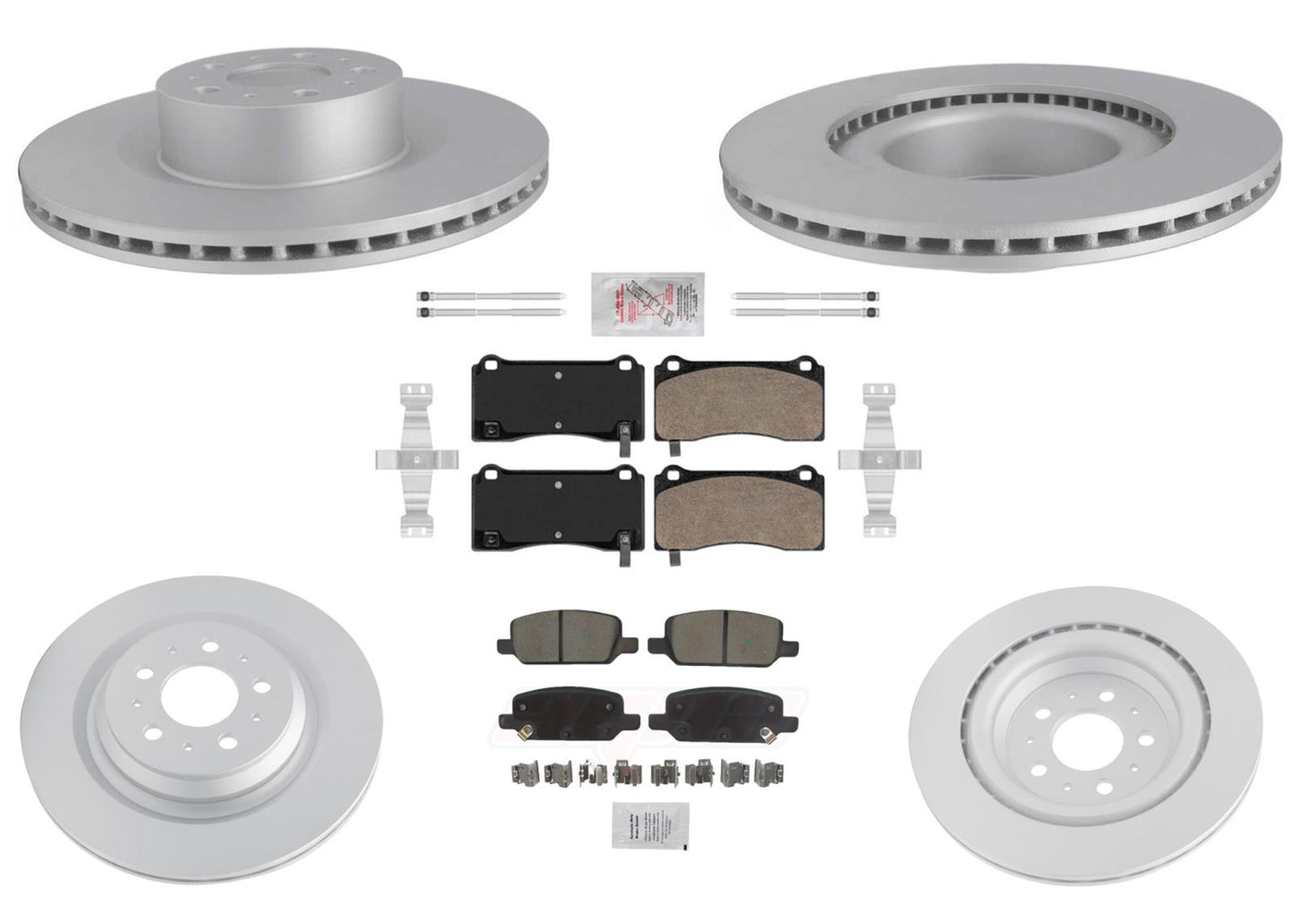 GEO Coated Disc Brake Rotors & Brake Pads for Tesla Model Y 23-25 Grey Caliper