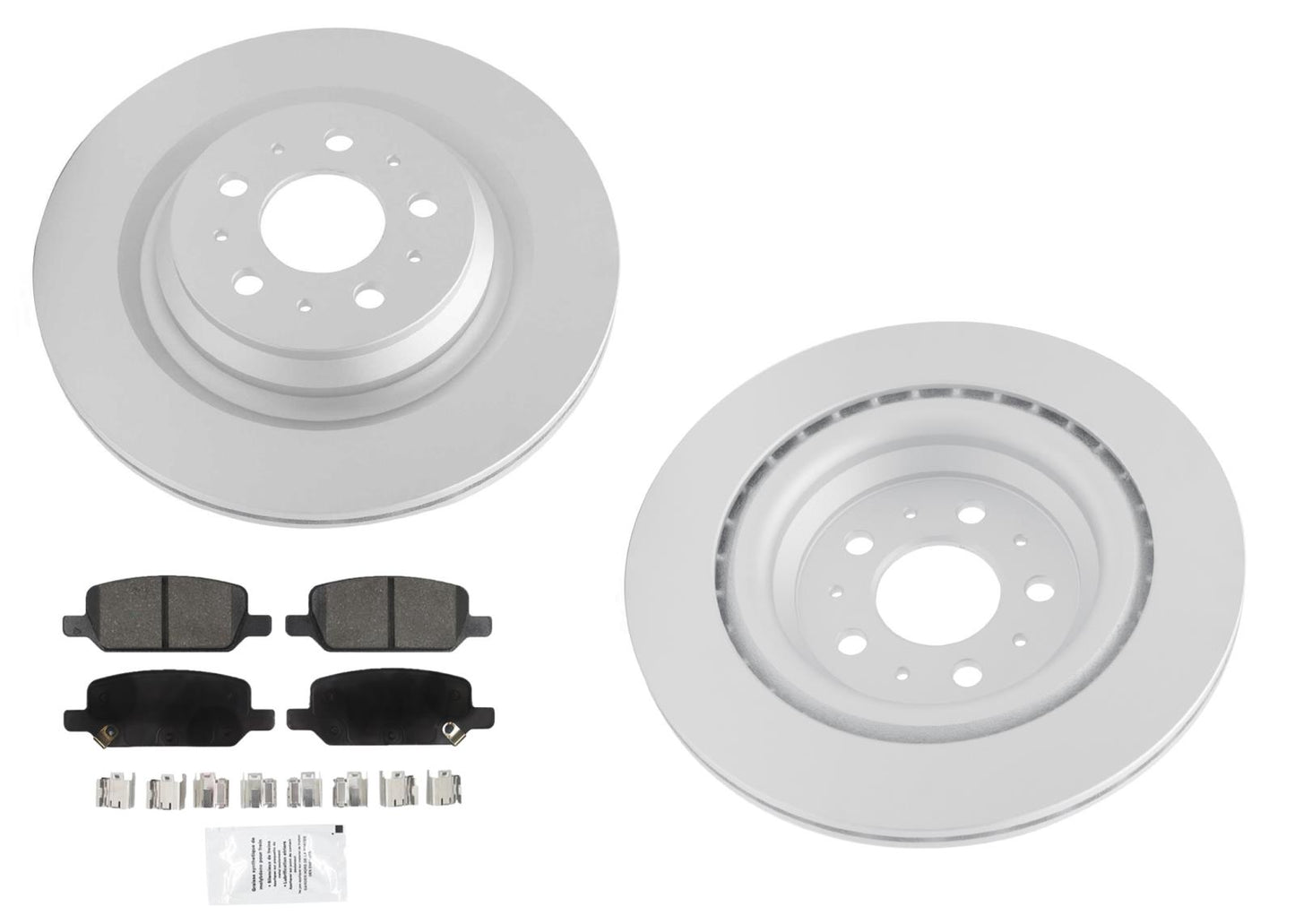 Rear Coated Disc Brake Rotors & Pads for Tesla Model Y 2023-2025 Grey Caliper