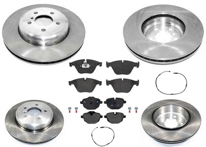 Front & Rear Carbon Coated Rotors & EPS Brake Pads For BMW 535i 2011 2012 2016
