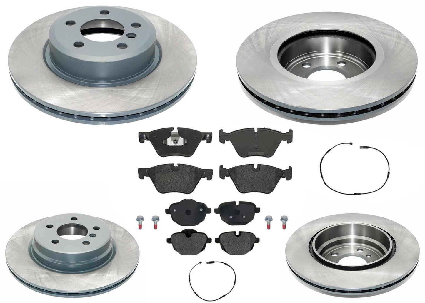 Front & Rear GEO Coated Rotors & EPS Brake Pads For BMW 528i xDrive 2012-2016
