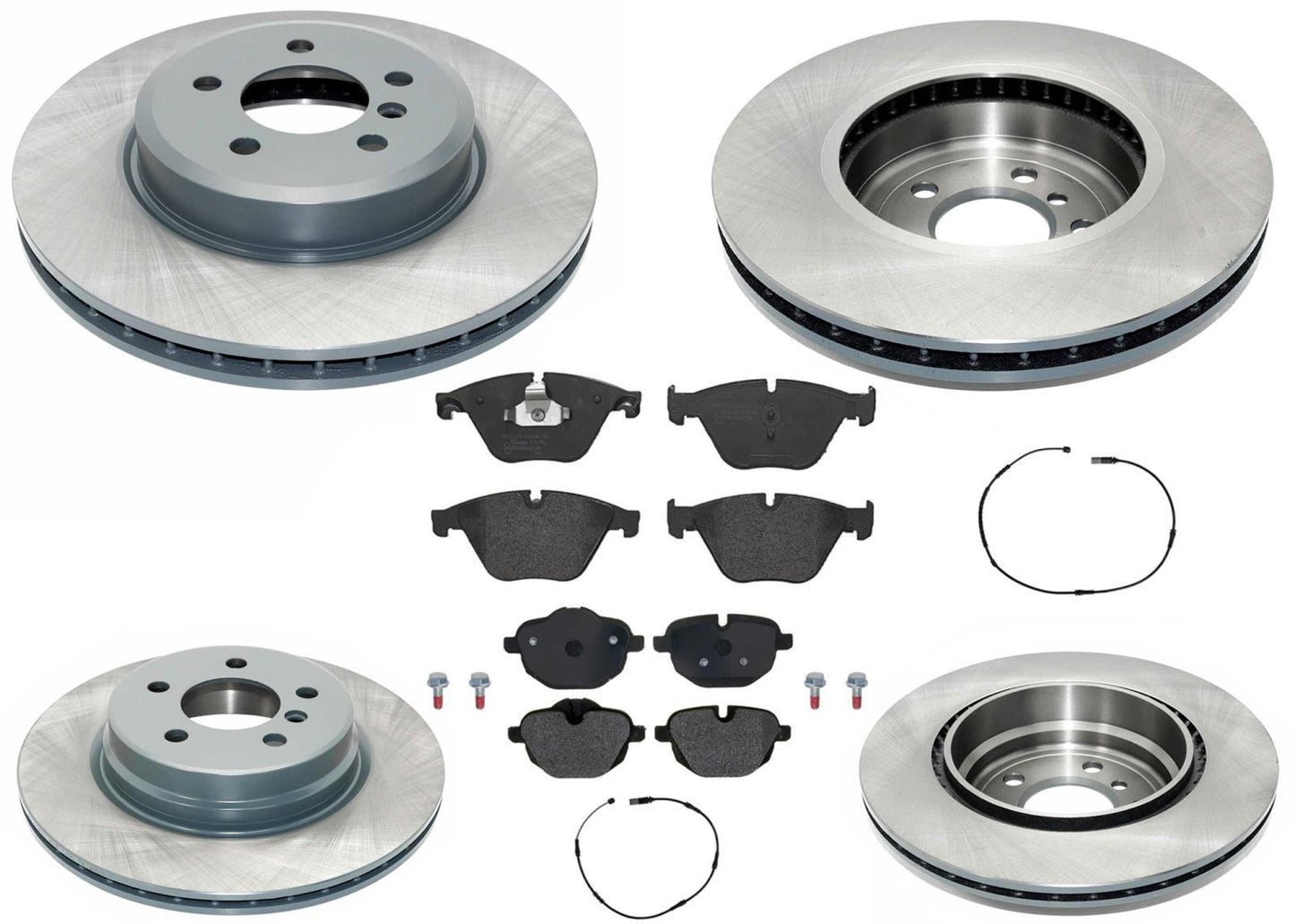 Front & Rear GEO Coated Rotors & EPS Brake Pads For BMW 535i 2011 2012 2016