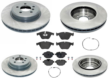 Front & Rear GEO Coated Rotors & EPS Brake Pads For BMW 535i 2011 2012 2016