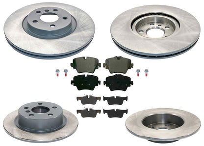 Front & Rear Coated Rotors & EPS Brake Pads For Cooper Countryman ALL4 2017-24