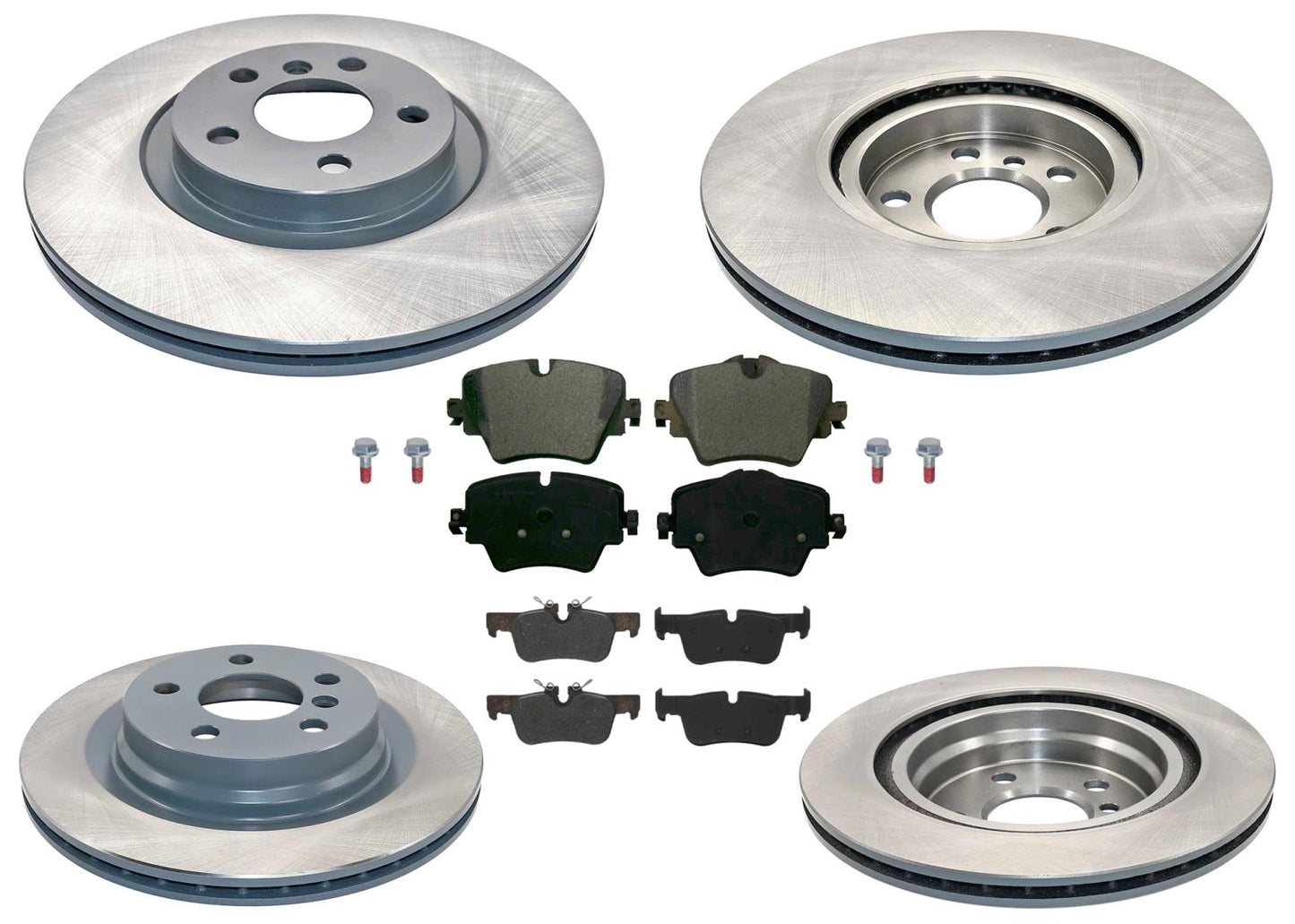 Front & Rear Coated Rotors & EPS Brake Pads For BMW X1 2016 2017 2018 2019 2022