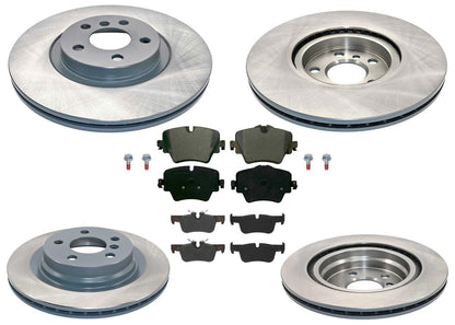 Front & Rear Coated Rotors & EPS Brake Pads For BMW X1 2016 2017 2018 2019 2022