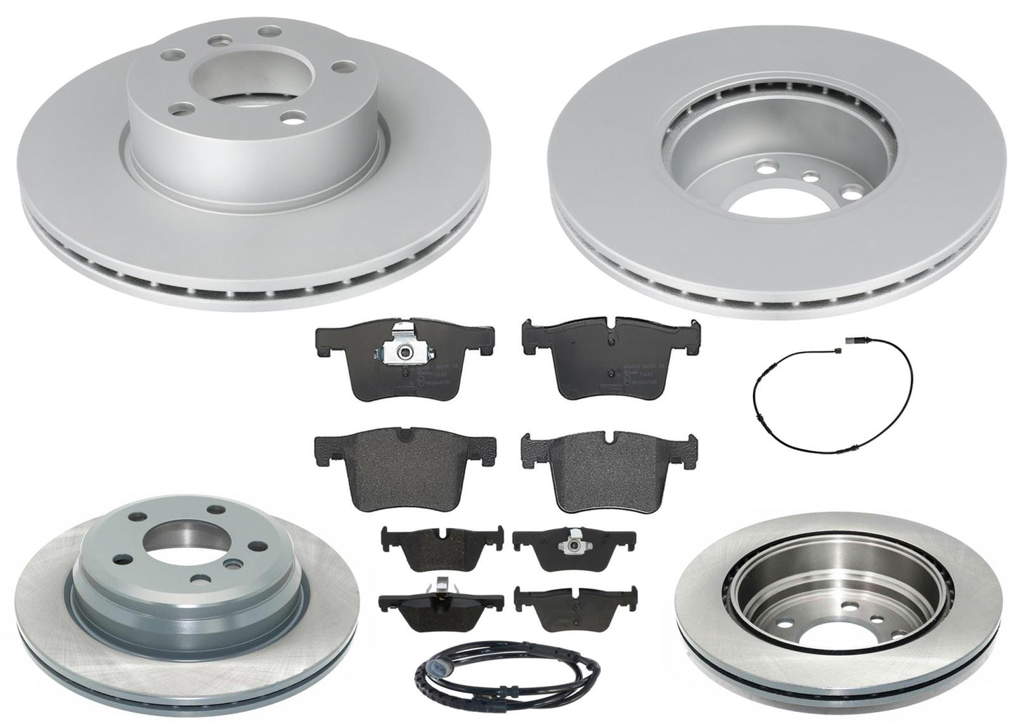 Front & Rear GEO Coated Rotors & EPS Brake Pads For BMW 320i xDrive 2013-2018