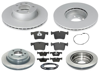 Front & Rear GEO Coated Rotors & EPS Brake Pads For BMW 320i xDrive 2013-2018