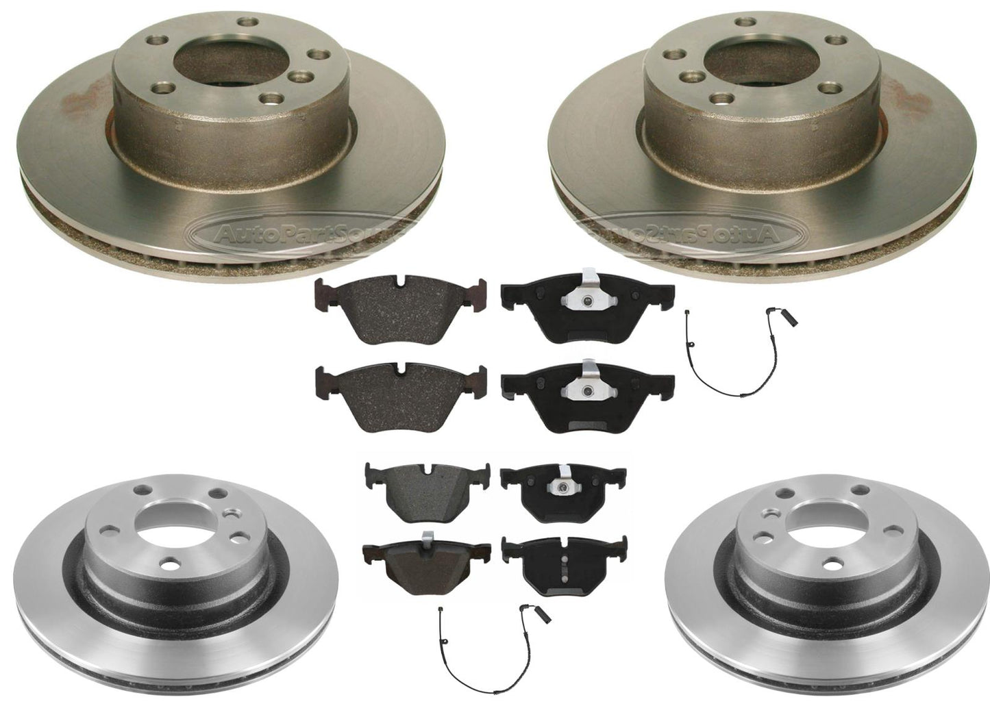 Front & Rear Carbon Coated Rotors & EPS Brake Pads For BMW 325i 325xi 2006